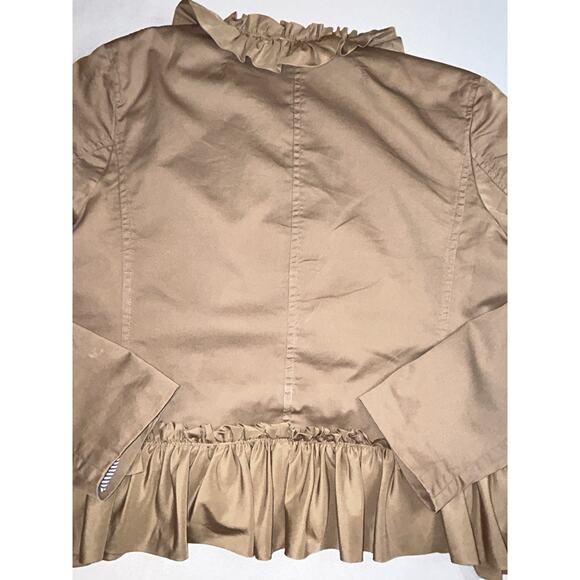 J Crew Womens Cotton Ruffle Trim Long Sleeve Open Front Jacket khaki Size 10 - Picture 9 of 9